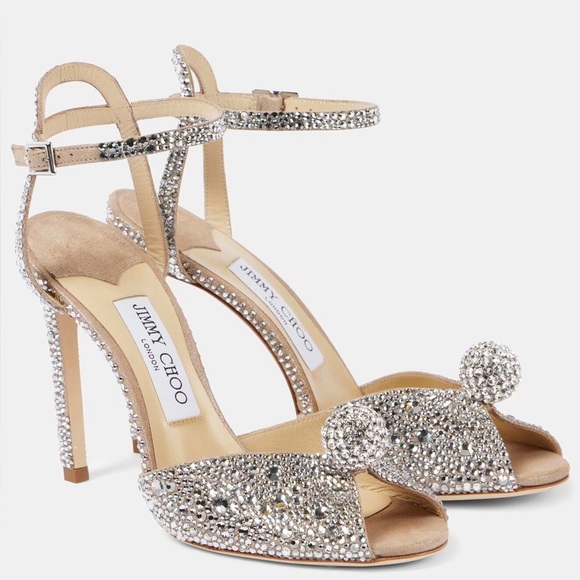 Like new Jimmy CHOO Sacora 100 Sandals with Crystals Sphere Detail 38.5 - Picture 7 of 17